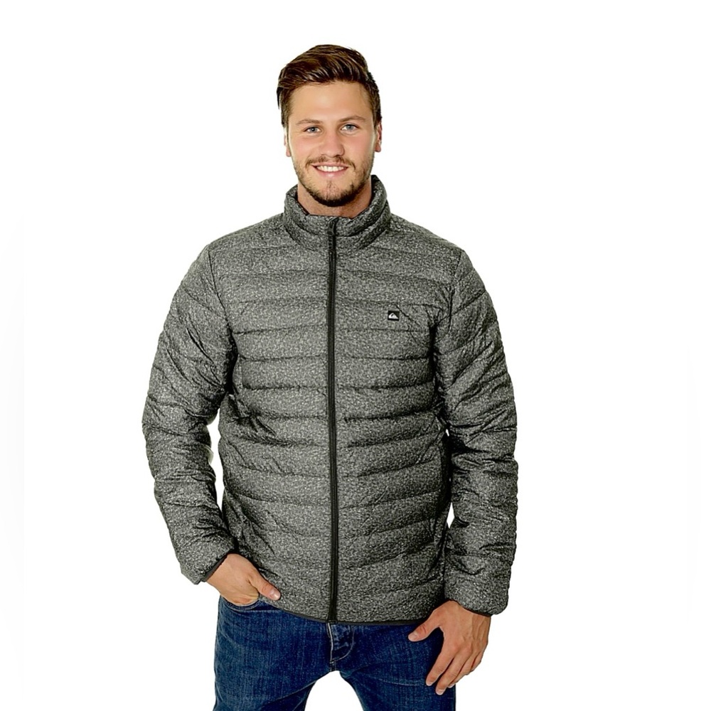 NWOT Quicksilver Men’s Scaly Full Zip Dark Speckled Gray Puffer Jacket - Size XL